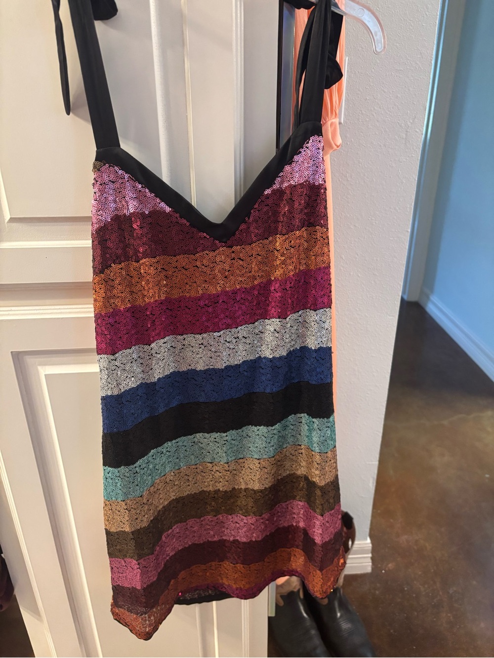 Gianni Bini Sequin Stripe Dress in Black, Orange, Fuchsia, Silver